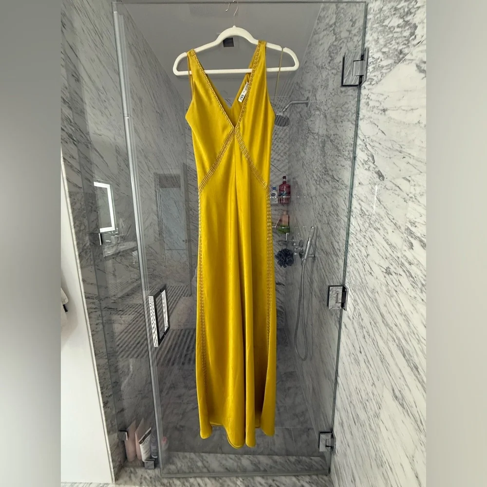 Zara ZW Collection Satin Effect Dress Size S - Picture 4 of 13